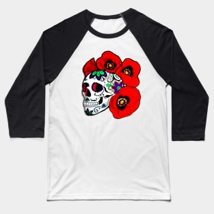 Sugar skull with poppies Baseball T-Shirt